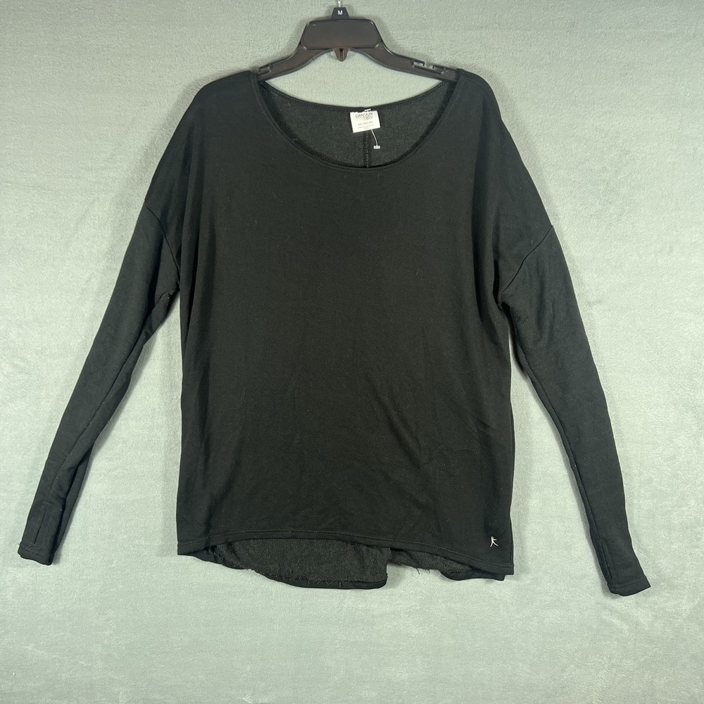 Danskin‎ Now Women's XXL 20 Black Soot Long Sleeve Activewear Top Pullover Scoop